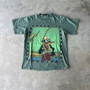 Vintage Looney Tunes Acme Rugged Daffy Duck Fishing Single Stitch T-Shirt Large